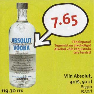 Allahindlus - Viin Absolut