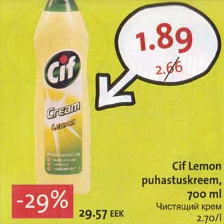 Allahindlus - Cif Lemon puhastuskreem