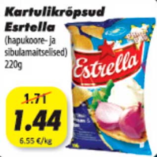 Allahindlus - Kartulikrõpsud Estrella (hapukoore- ja sibulamaitselised), 220g