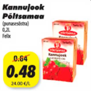 Allahindlus - Kannujook Põltsamaa (punasesõstra),0,2l