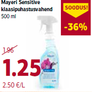 Allahindlus - Mayeri Sensitive klaasipuhastusvahend 500 ml