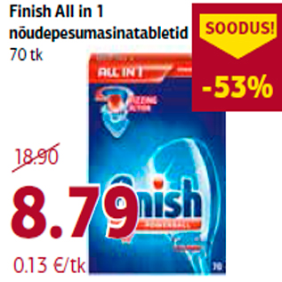 Allahindlus - Finish All in 1 nõudepesumasinatabletid 70 tk