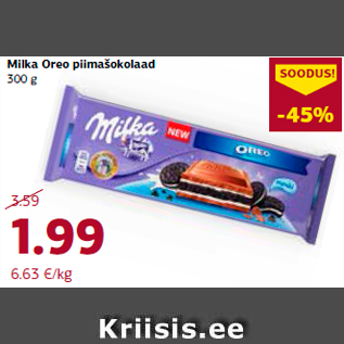 Allahindlus - Milka Oreo piimašokolaad 300 g