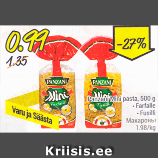 Allahindlus - Panzani Mini pasta, 500 g