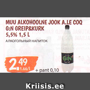 Allahindlus - MUU ALKOHOOLNE JOOK A.LE COQ G:N GREIP&KURK