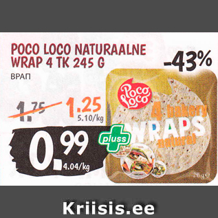 Allahindlus - POCO LOCO NATURAALNE WRAP 4 TK 245 G