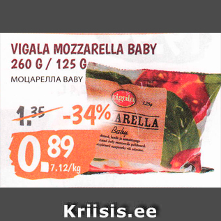 Allahindlus - VIGALA MOZZARELLA BABY 260 G / 125 G