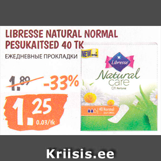 Allahindlus - LIBRESSE NATURAL NORMAL PESUKAITSED 40 TK