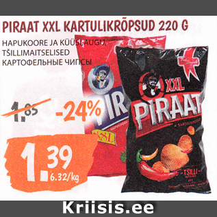 Allahindlus - PIRAAT XXL KARTULIKRÕPSUD 220 G