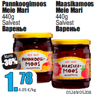 Allahindlus - Pannkoogimoos Meie Mari 440g Salvest; Maasikamoos Meie Mari