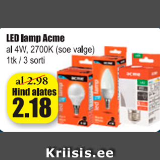 Allahindlus - LED lamp Acme