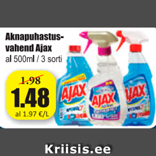 Allahindlus - Aknapuhastusvahend Ajax