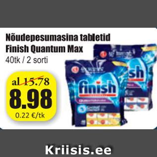 Allahindlus - Nõudepesumasina tabletid Finish Quantum Max