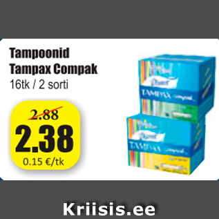 Allahindlus - Tampoonid Tampax Compak