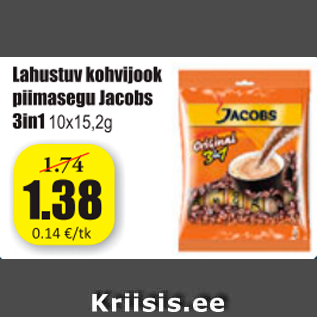 Allahindlus - Lahustuv kohvijook piimasegu Jacobs 3in1