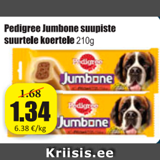 Allahindlus - Peedigree Jumbone suupiste Suurtele koertele 210 g