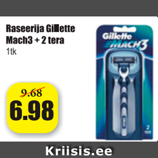 Allahindlus - Raseerija Gillette Mach3 + 2 tera 1 tk