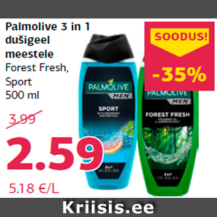 Allahindlus - Palmolive 3 in 1 dušigeel meestele