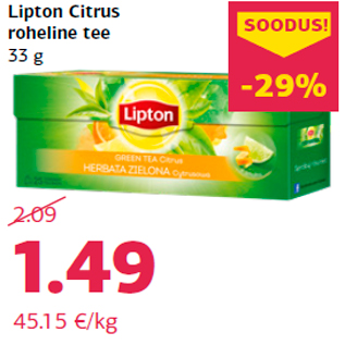 Allahindlus - Lipton Citrus roheline tee 33 g