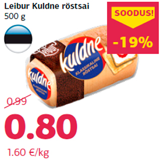 Allahindlus - Leibur Kuldne röstsai 500 g