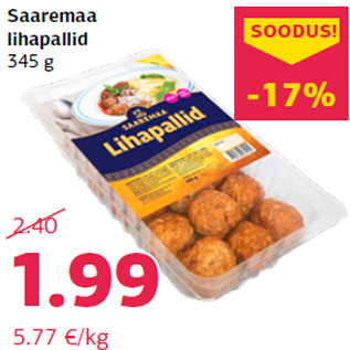 Allahindlus - Saaremaa lihapallid 345 g