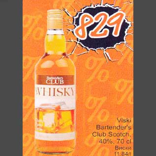 Allahindlus - Viski Bartender"s Club Scotch,40%,70cl
