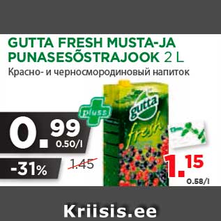 Allahindlus - GUTTA FRESH MUSTA-JA PUNASESÕSTRAJOOK 2 L