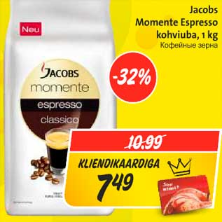 Allahindlus - Jacobs Momente Espresso kohviuba, 1 kg