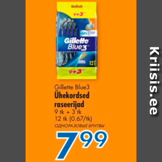 Allahindlus - Gillette Blue3 Ühekordsed raseerijad