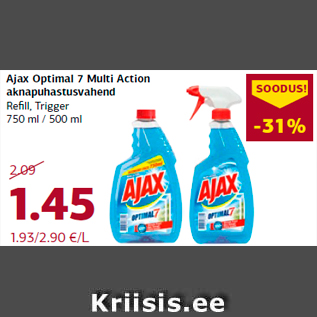 Allahindlus - Ajax Optimal 7 Multi Action aknapuhastusvahend