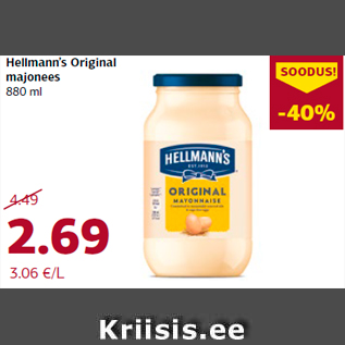 Allahindlus - Hellmann’s Original majonees 880 ml