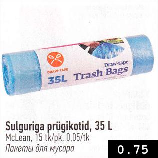 Allahindlus - Sulguriga prügikotid, 35 l