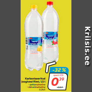 Allahindlus - Karboniseeritud joogivesi Rimi, 1,5 l