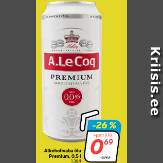 Allahindlus - Alkoholivaba õlu Premium, 0,5 l