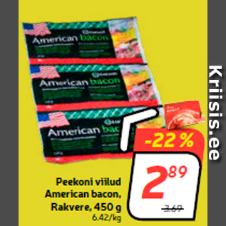 Allahindlus - Peekoni viilud American bacon, Rakvere, 450 g