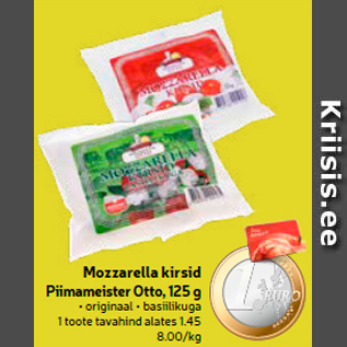 Allahindlus - Mozzarella kirsid Piimameister Otto, 125 g