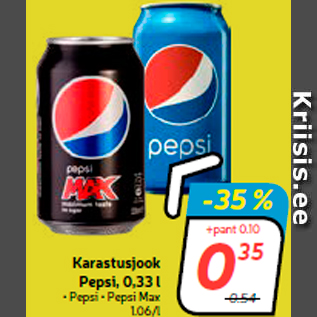 Allahindlus - Karastusjook Pepsi, 0,33 l