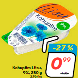 Allahindlus - Kohupiim Liisu, 9%, 250 g