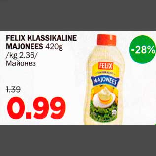 Allahindlus - FELIX KLASSIKALINE MAJONEES 420g