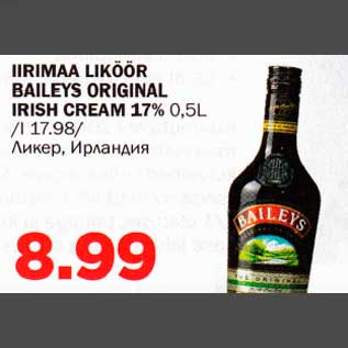 Allahindlus - IIRIMAA LIKÖÖR BAILEYS ORIGINAL IRISH CREAM 17% 0,5L