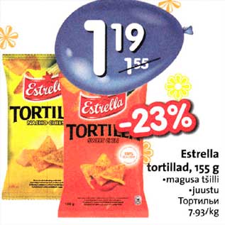 Allahindlus - Estrella tortillad 155 g .magusa tiilli .juustu