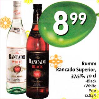 Allahindlus - Rumm Rancado Superior, 37,5%, 70cl *Black *White