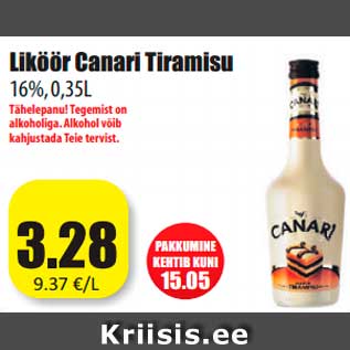 Allahindlus - Liköör Canari Tiramisu