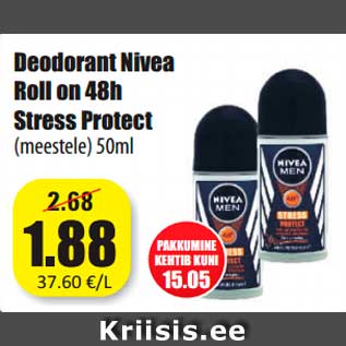 Allahindlus - Deodorant Nivea Roll on 48h Stress Protect