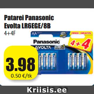 Allahindlus - Patarei Panasonic Evolta LR6EGE/8B