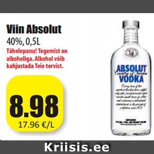 Allahindlus - Viin Absolut