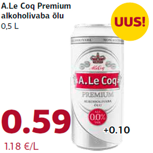 Allahindlus - A.Le Coq Premium alkoholivaba õlu 0,5 L