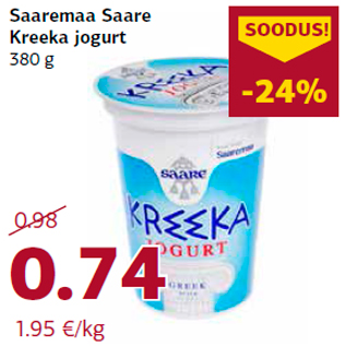 Allahindlus - Saaremaa Saare Kreeka jogurt 380 g