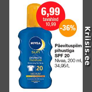 Allahindlus - Päevituspiim pihustiga SPF 20