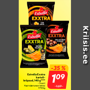 Allahindlus - Estrella Exxtra kartulikrõpsud, 140 g**** • 3 sorti